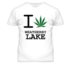 Weatherby Lake Missouri I Heart Love Weed Marijuana Green T Shirt