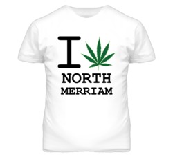 North Merriam Kansas I Heart Love Weed Marijuana Green T Shirt