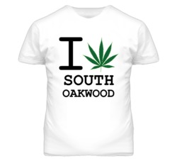 South Oakwood Missouri I Heart Love Weed Marijuana Green T Shirt