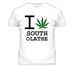 South Olathe Kansas I Heart Love Weed Marijuana Green T Shirt