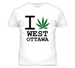 West Ottawa Kansas I Heart Love Weed Marijuana Green T Shirt