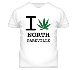 North Parkville Missouri I Heart Love Weed Marijuana Green T Shirt