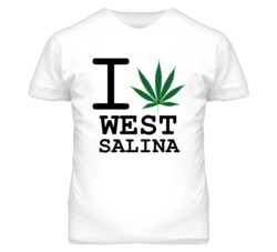 West Salina Kansas I Heart Love Weed Marijuana Green T Shirt