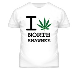 North Shawnee Kansas I Heart Love Weed Marijuana Green T Shirt