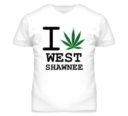 West Shawnee Kansas I Heart Love Weed Marijuana Green T Shirt