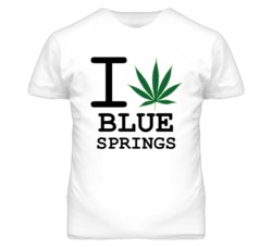 Blue Springs Missouri I Heart Love Weed Marijuana Green T Shirt