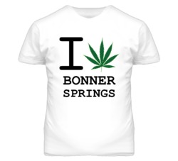 Bonner Springs Kansas I Heart Love Weed Marijuana Green T Shirt