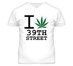 39th Street Kansas I Heart Love Weed Marijuana Green T Shirt