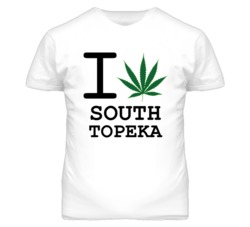 South Topeka Kansas I Heart Love Weed Marijuana Green T Shirt