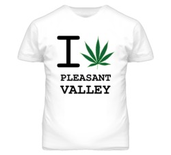 Pleasant Valley Missouri I Heart Love Weed Marijuana Green T Shirt