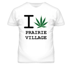 Prairie Village Kansas I Heart Love Weed Marijuana Green T Shirt