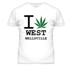West Wellsville Kansas I Heart Love Weed Marijuana Green T Shirt