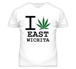 East Wichita Kansas I Heart Love Weed Marijuana Green T Shirt