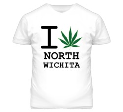 North Wichita Kansas I Heart Love Weed Marijuana Green T Shirt