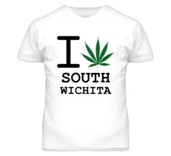 South Wichita Kansas I Heart Love Weed Marijuana Green T Shirt