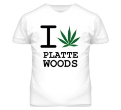 Platte Woods Missouri I Heart Love Weed Marijuana Green T Shirt