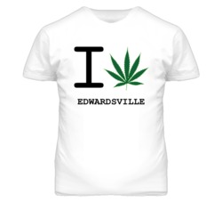Edwardsville Kansas I Heart Love Weed Marijuana Green T Shirt