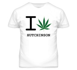Hutchinson Kansas I Heart Love Weed Marijuana Green T Shirt