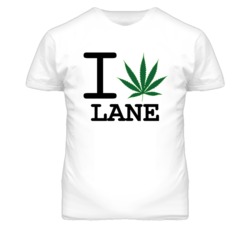 Lane Kansas I Heart Love Weed Marijuana Green T Shirt