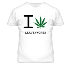 Leavenworth Kansas I Heart Love Weed Marijuana Green T Shirt