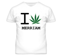 Merriam Kansas I Heart Love Weed Marijuana Green T Shirt
