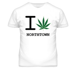 Northtown Kansas I Heart Love Weed Marijuana Green T Shirt