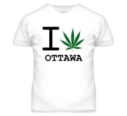Ottawa Kansas I Heart Love Weed Marijuana Green T Shirt