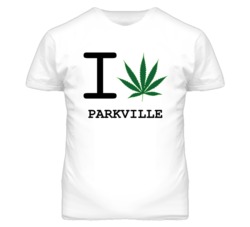 Parkville Missouri I Heart Love Weed Marijuana Green T Shirt