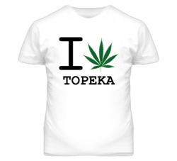 Topeka Kansas I Heart Love Weed Marijuana Green T Shirt