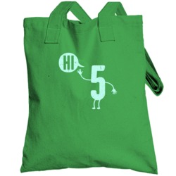 Hi Five 5 Funny Friends Celebration Team Work Distressed Totebag