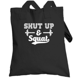 Shut Up And Squat Weightlifting Crossfit Fitness Worn Look Totebag