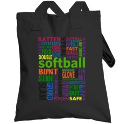 Funny Baseball Softball Words Totebag