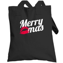 Merry Kiss Mas Funny Sexy Christmas Xmas Holiday Totebag