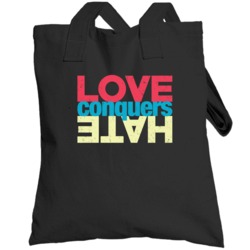 Love Conquers Hate Valentine's Day Worn Look Totebag