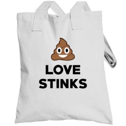 Love Stinks Funny Poop Emoji Anti Valentine Single Breakup Totebag