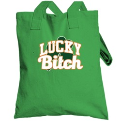 Lucky Bitch Funny St Patrick's Day Clover Irish Worn Look Totebag