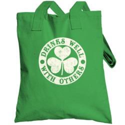 Drinks Well With Others St Patrick's Day Irish Worn Look Totebag