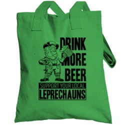 Drink Beer Support Leprechauns St Patrick's Day Worn Look Totebag