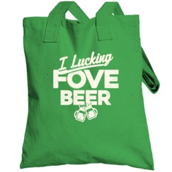 I Luckin Fove Beer Funny St Patrick's Day Worn Look Totebag