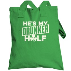He's My Drunker Half Funny St Patrick's Day Irish Worn Look Totebag