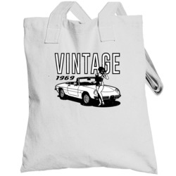 Black And White 1969 Alfa Romeo Spider Vintage Pin Up Cool Car Totebag