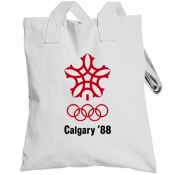 Calgary Winter 1988 Olympics Retro Logo World Olympiad Event Totebag