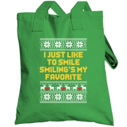 Smiling Is My Favorite Funny Elf Movie Ugly Christmas Sweater Quote To
