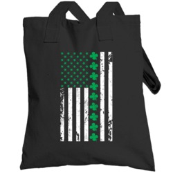 Irish American Flag Shamrocks St Patrick's Day Worn Look Totebag