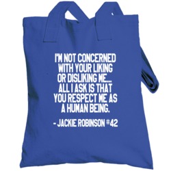 Baseball Brooklyn Jackie Robinson 42 Respect Quote Totebag