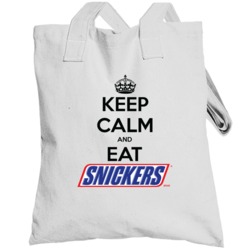 Keep Calm And Eat Snickers Chocolate Bar Totebag