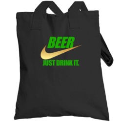Cool Funny Beer Just Drink It Nike Parody Totebag