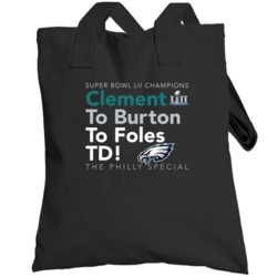 Super Bowl Clement Burton Foles Philly Football Champs Totebag
