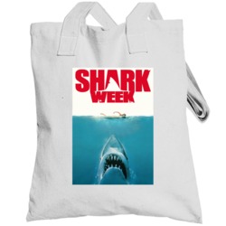 Shark Week Jaws Parody Mashup Poster Trending Tv Show Fan Totebag
