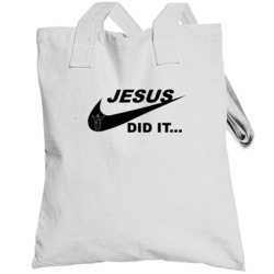Jesus Did It Nike Parody Believer Totebag